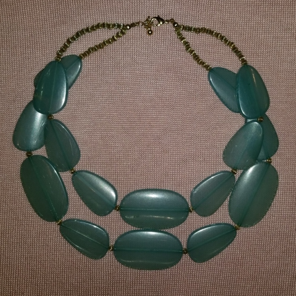 Large Blue Beaded Statement Necklace